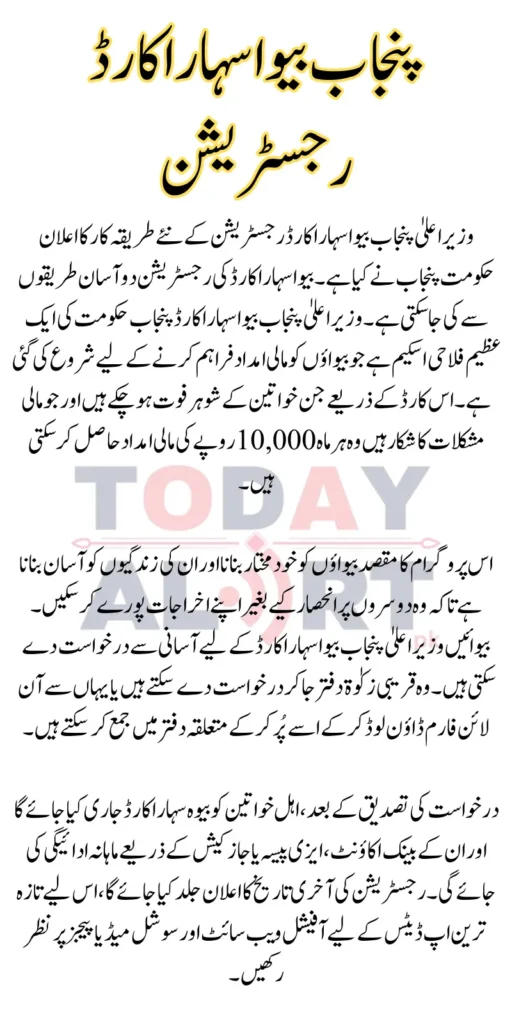 CM Punjab Bewa Sahara Card Registration Online Download Form and Apply Now